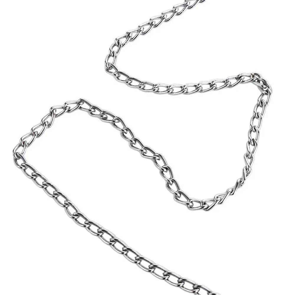 Heavy Duty Metal Chain Dog Lead With Leather Handle Long Strong Control Leash Outdoor Pet Traction Rope Anti Bite Chain Supplies