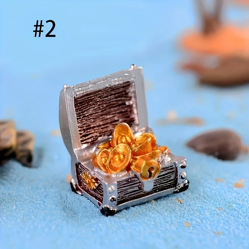 4pcs Treasure Chest Box, Fish Tank Aquarium Decoration Cartoon Treasure Box Mini Resin Underwater Ornaments