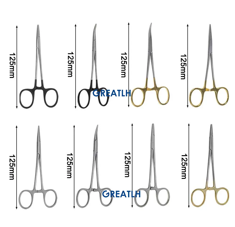 12.5cm Hemostatic Forceps Hemostatic Clamp Curved/Straight Tip Cutter Tool Stainless Steel Ophthalmic Eye Instrument