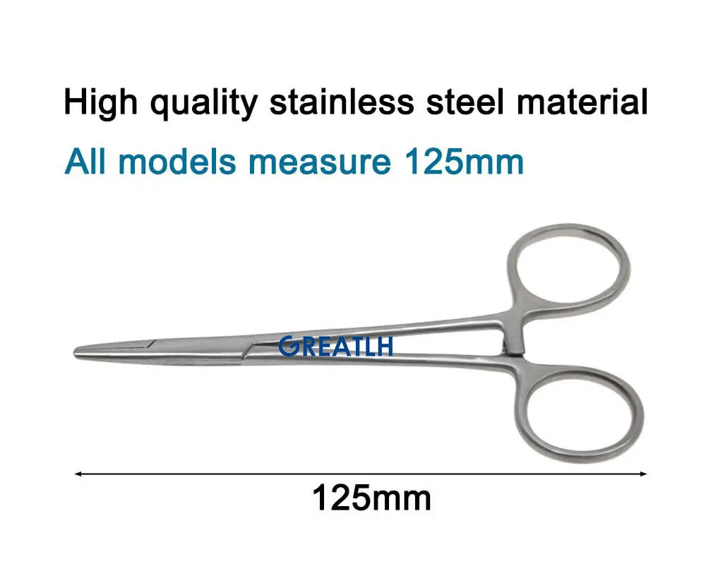 12.5cm Hemostatic Forceps Hemostatic Clamp Curved/Straight Tip Cutter Tool Stainless Steel Ophthalmic Eye Instrument