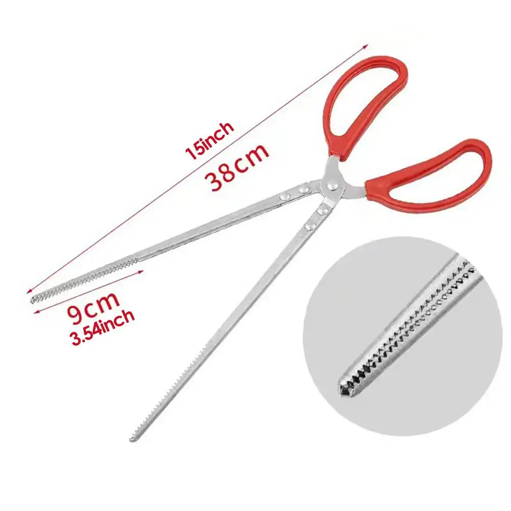 Stainless Steel Reptile Feeder 15 Inches Anti-Skid Feeding Tongs Aquascaping Tools For Hold Worm Steel Reptile Feeding Tong
