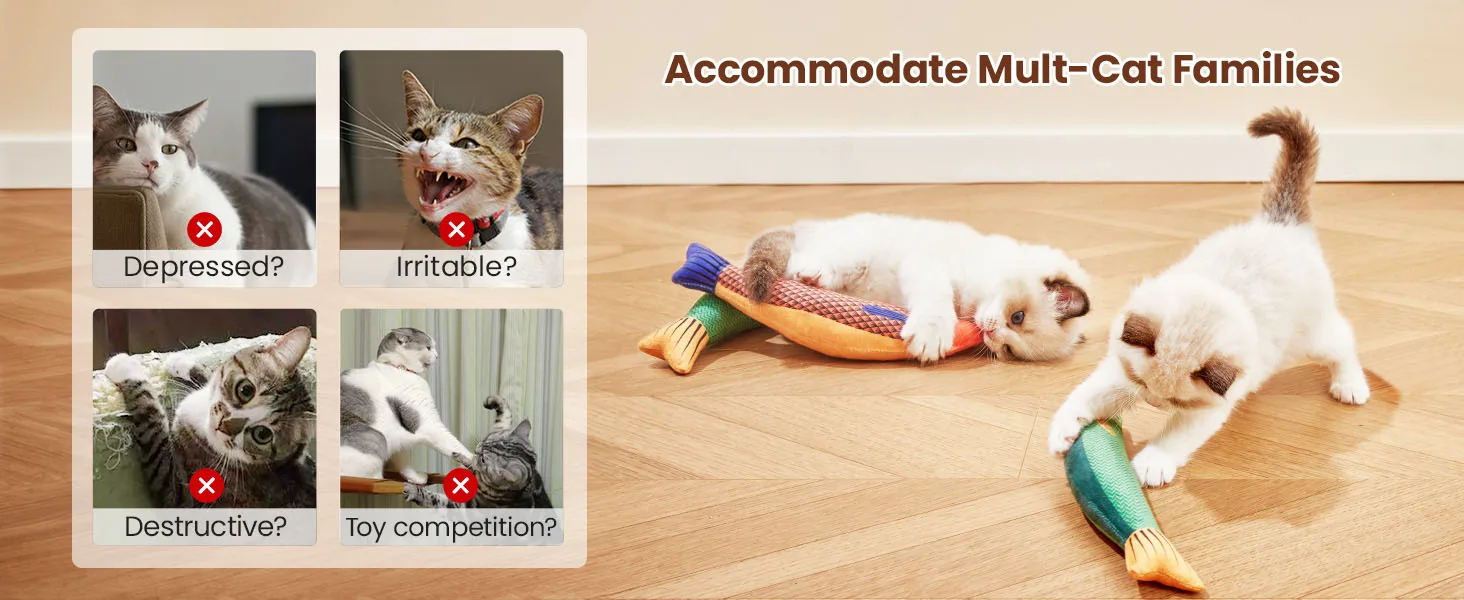 Cat Toys Fish,Teeth Grinding Catnip Toys,Soft and Durable,Kitten Toys Interactive Sounding Cat Chew Bite Plush Toys Cat Supplie