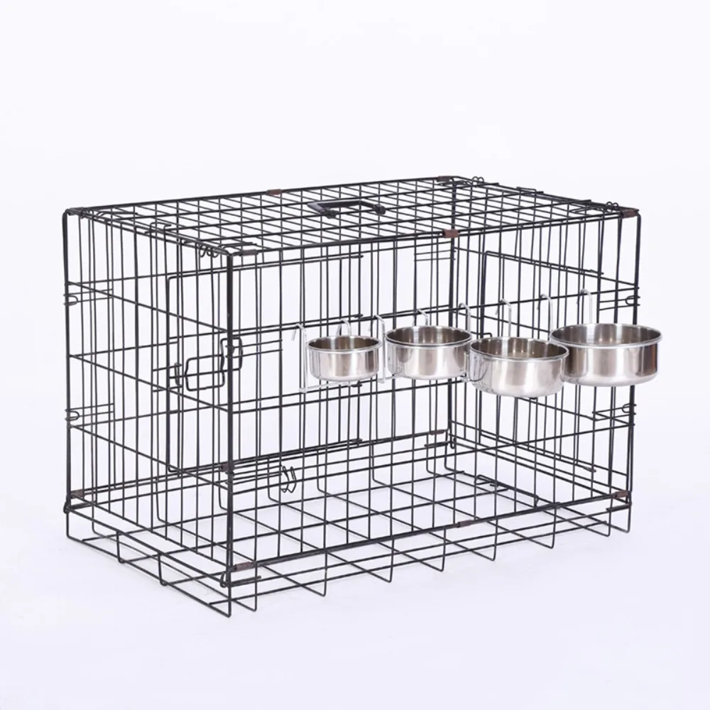 Cat Hanger Cage Cup Stainless Steel Pet Feeding Tools Stationary Dog Bowl Hanging Feeder Dish Travel Food Water Bowls