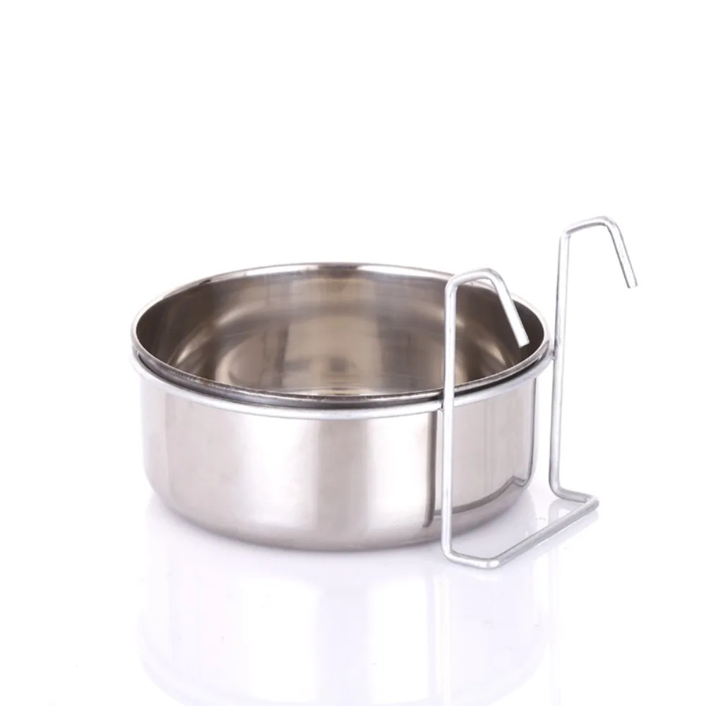 Cat Hanger Cage Cup Stainless Steel Pet Feeding Tools Stationary Dog Bowl Hanging Feeder Dish Travel Food Water Bowls