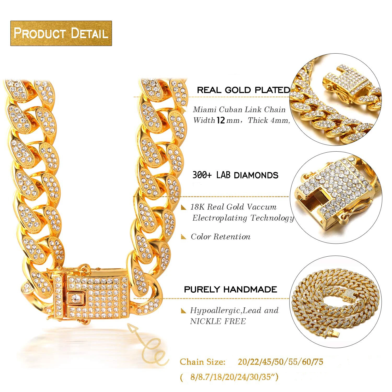 Luxury Cuban Link Cat Necklace Gold Chain Collar for Cats, Kitten Puppy Luxury Rhinestone Jewelry Wedding Prom Accessories