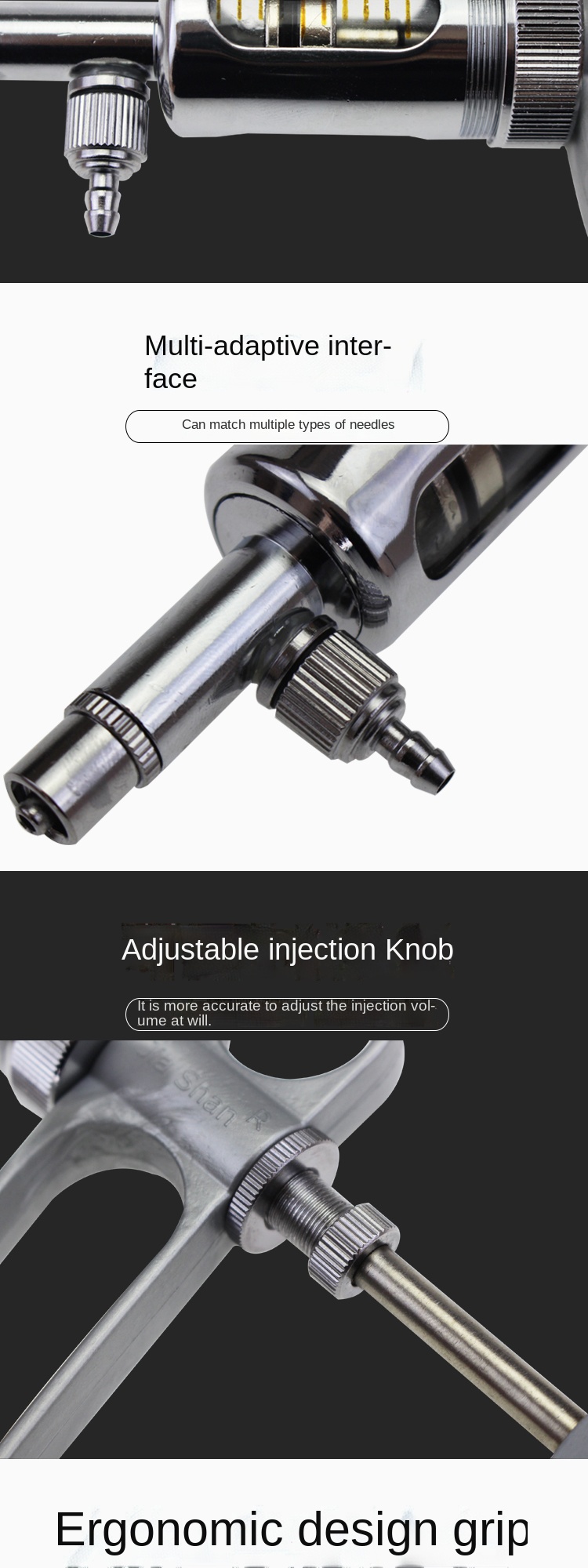 5ml 10ml Feeding Metal Continuous Syringe Vaccine Poultry Sow Sheep Pig Cattle Injection Animal Farming Tools