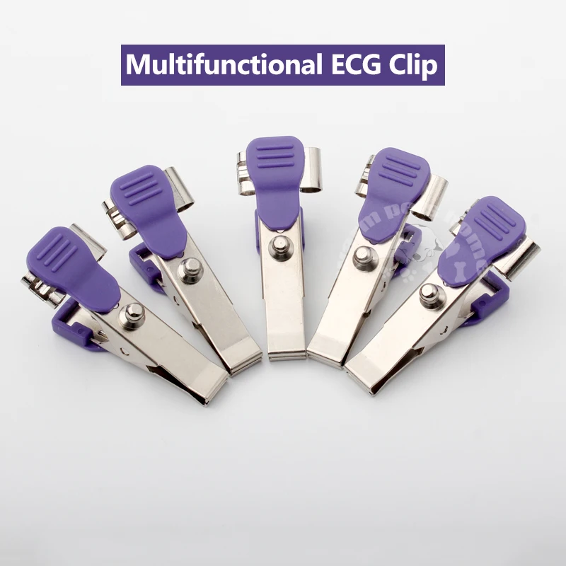 5pcs Reusable Veterinary ECG/EKG Alligator Clip Multifunctional Clip Adapter for Animals Pets Dog Cat Vet Equipment