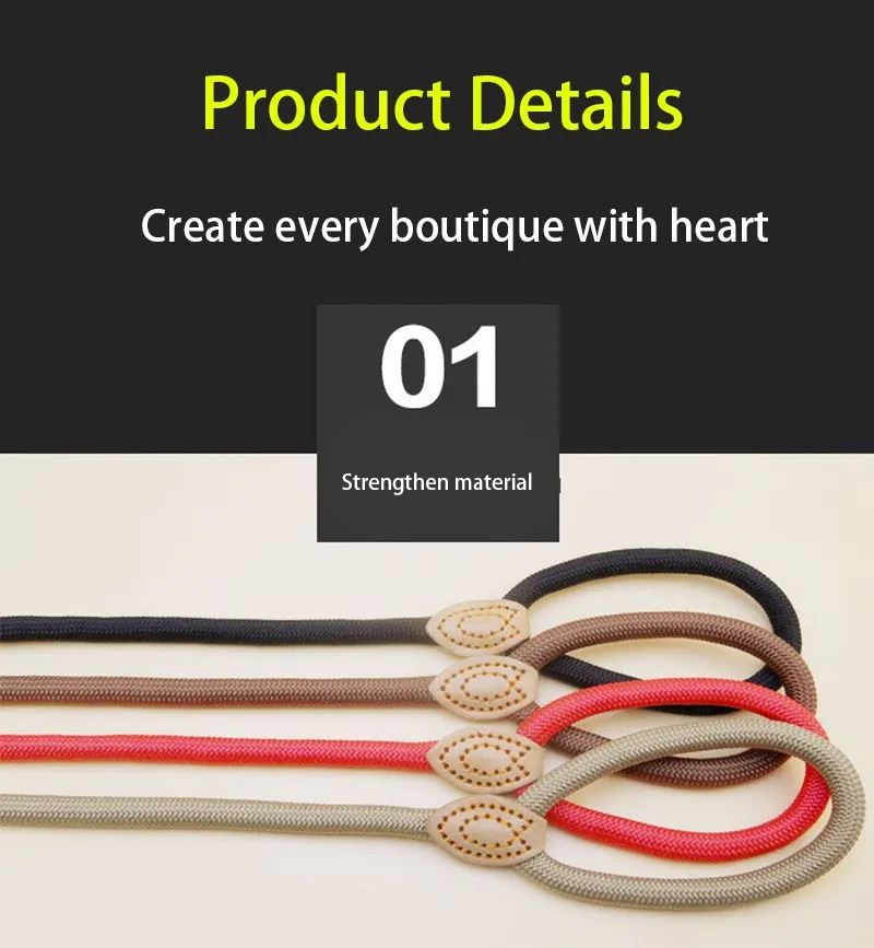 Dog Walking Leash Slip Rope Lead Leash Heavy Duty Braided Rope Adjustable Loop Collar Training Leashes for Large Dogs