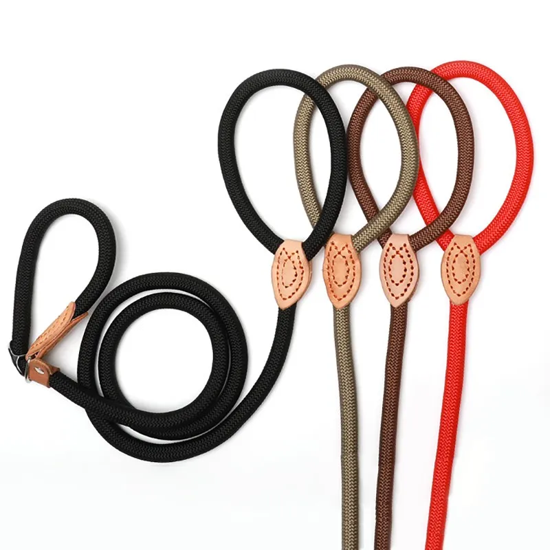 Dog Walking Leash Slip Rope Lead Leash Heavy Duty Braided Rope Adjustable Loop Collar Training Leashes for Large Dogs