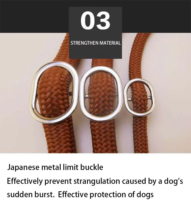 Dog Walking Leash Slip Rope Lead Leash Heavy Duty Braided Rope Adjustable Loop Collar Training Leashes for Large Dogs