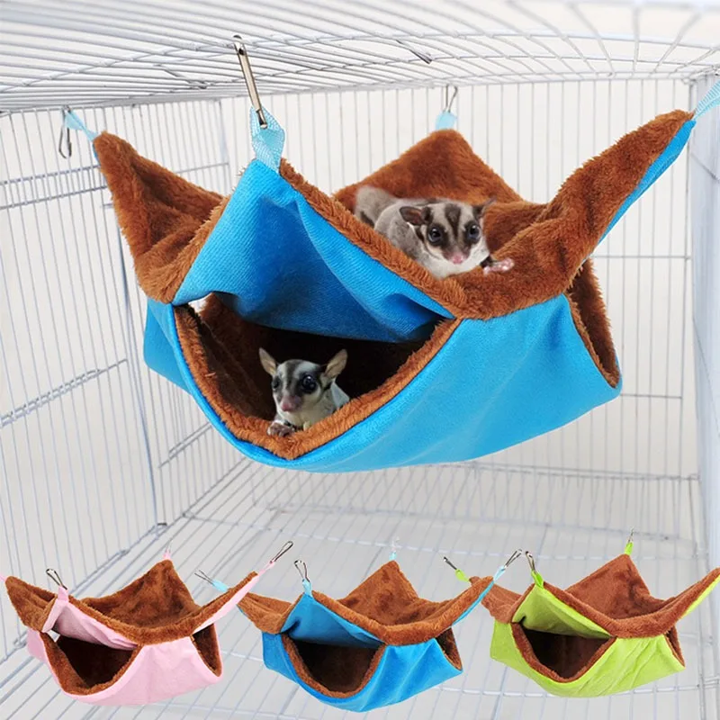 Hamster Hammock Double Layer Thick Plush Hanging Sleeping Bag Keep Warm Cotton Nest for Totoro Guinea Pig Pet Winter Supplies