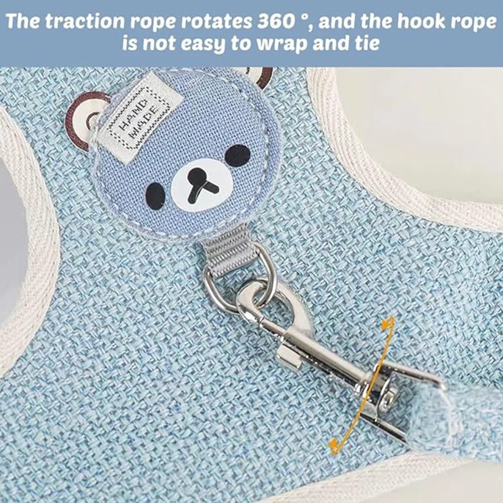 Rabbit Harness Leash Breathable Dog Walking Harness Anti Pull Adjustable Vest for Small Animals Hamster Guinea Pig Ferret Kitten