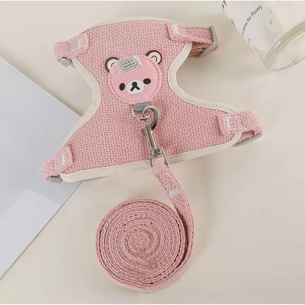 Rabbit Harness Leash Breathable Dog Walking Harness Anti Pull Adjustable Vest for Small Animals Hamster Guinea Pig Ferret Kitten