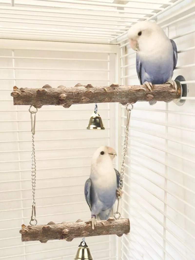 Pepper Wood Parrot Stand Pole Double Layer Toy for Bird Tiger Skin Claw Grinding Beak Grinding Stand Pole Bird Cage Accessories