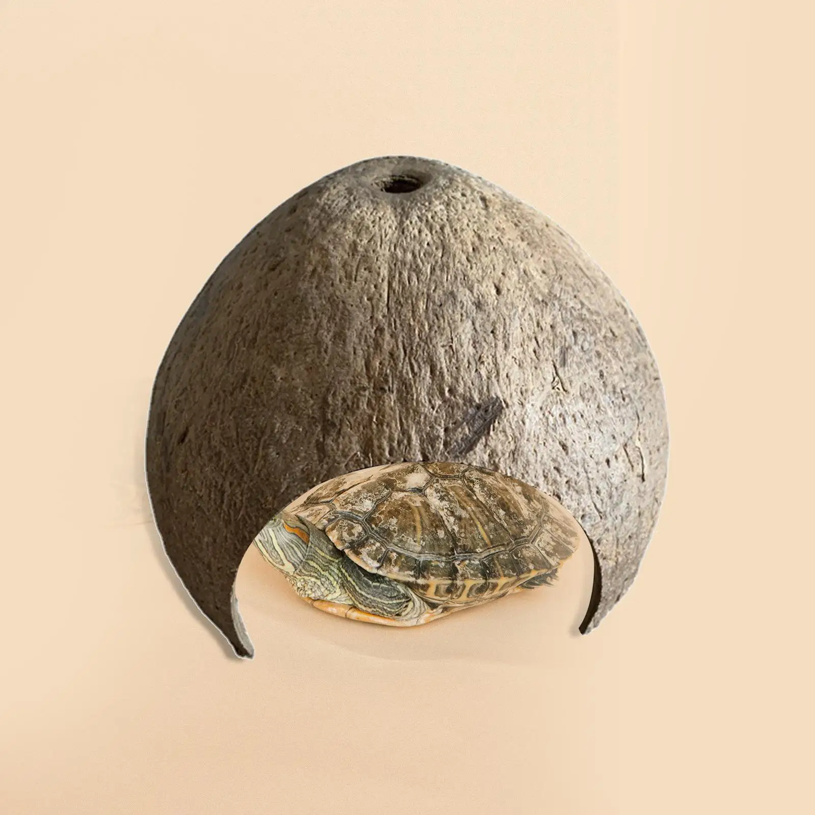Coconut Shells Hut Reptile Hideouts Shelter Hide Breeding Hermit Ornament House Growth for Aquarium Decor