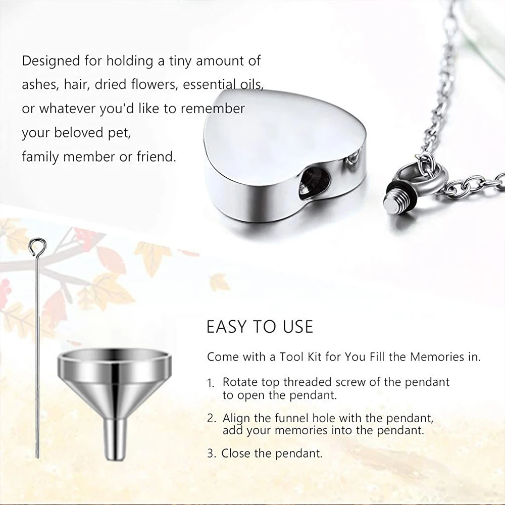 Cremation Jewelry for Ashes Always in My Heart Stainless Steel Heart Pet Paw Keepsake Pendant Memorial Urn Necklace