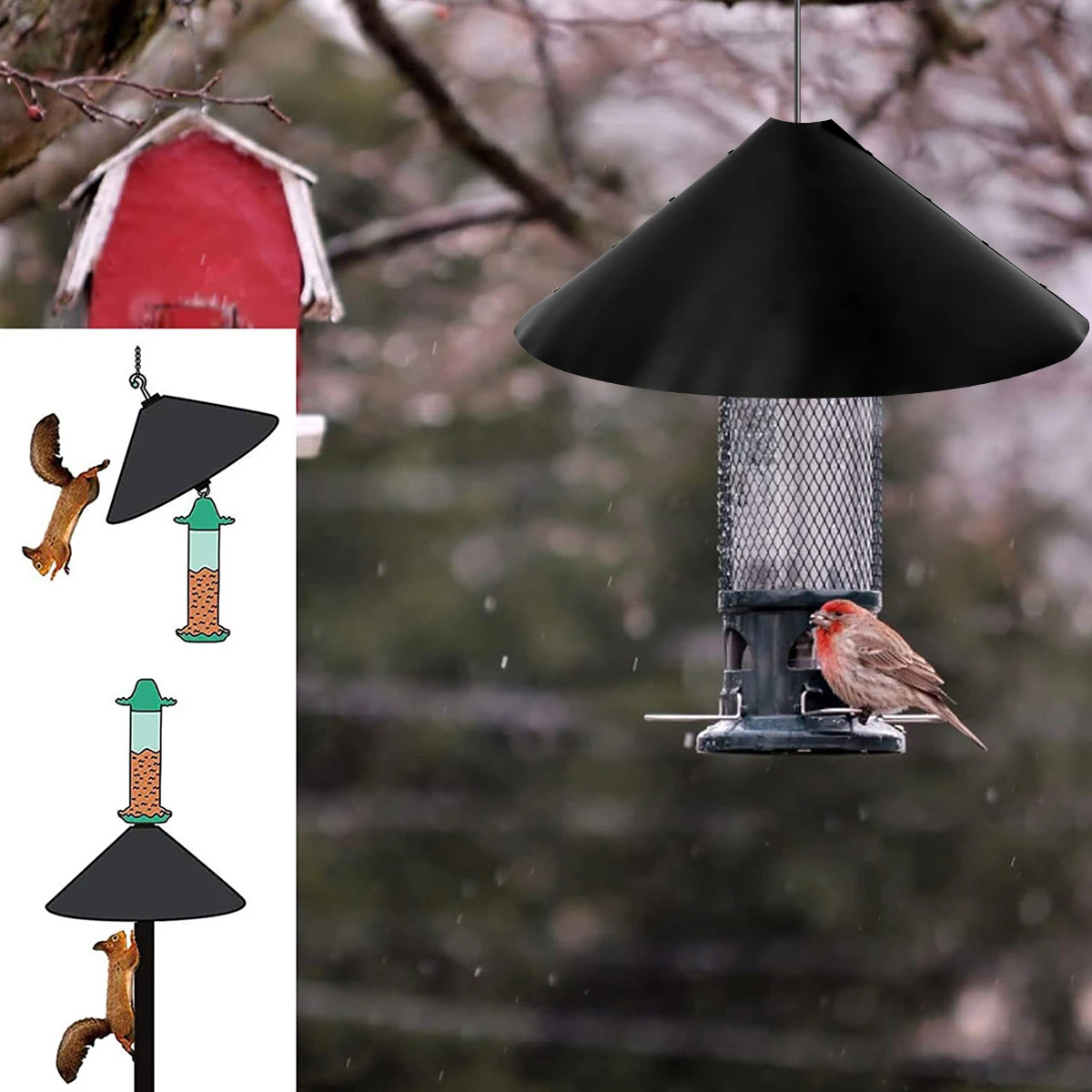 18 inch Squirrel Baffle Wrap Around Squirrel Proof Baffles Durable Plastic Bird Feeder Guard with Hook Outdoor Hanging Squirrel