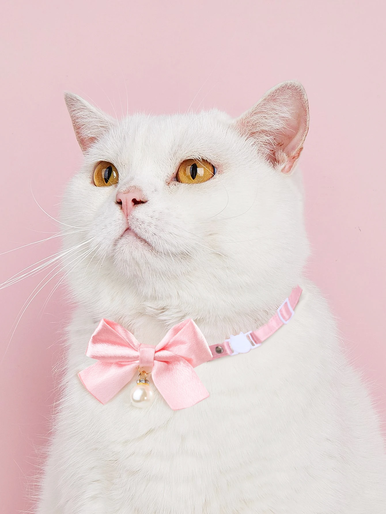 Cute Cats Collar Kitten Fairy Pink Lace Bow Hanging Pearl Pet Collar Cat Dog Bow Tie Jewelry Satin Rhinestone Puppy Collar