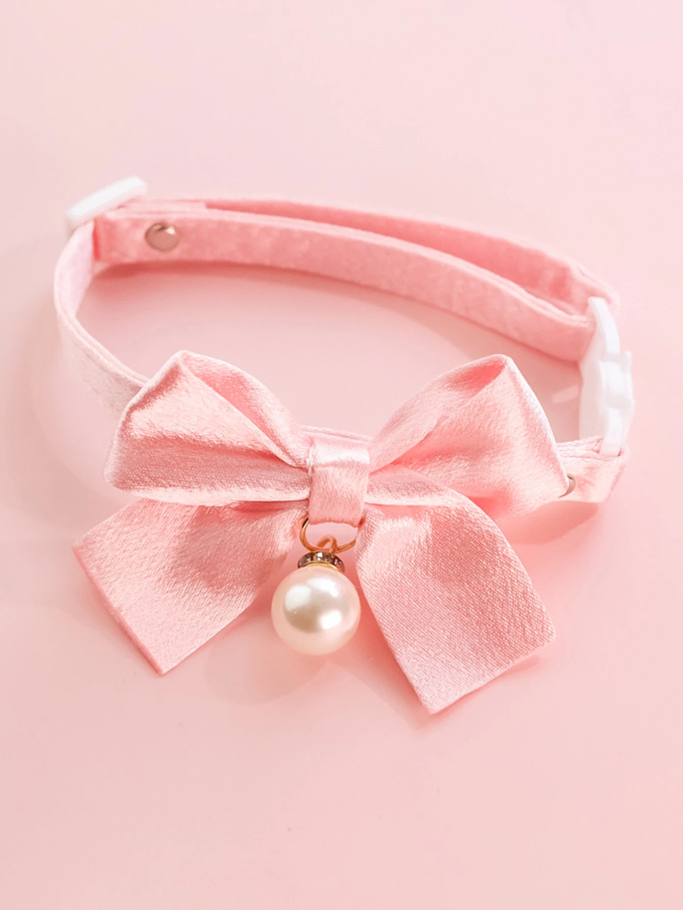 Cute Cats Collar Kitten Fairy Pink Lace Bow Hanging Pearl Pet Collar Cat Dog Bow Tie Jewelry Satin Rhinestone Puppy Collar