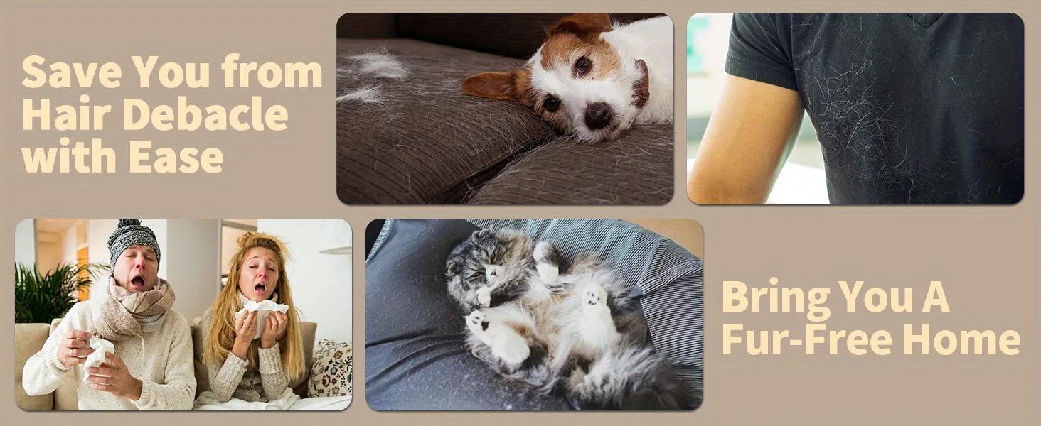 Pet Hair Remover Reusable Roller Cat and Dog Hair Remover for Furniture Couch Carpet Clothing Portable Fur Removal Tool
