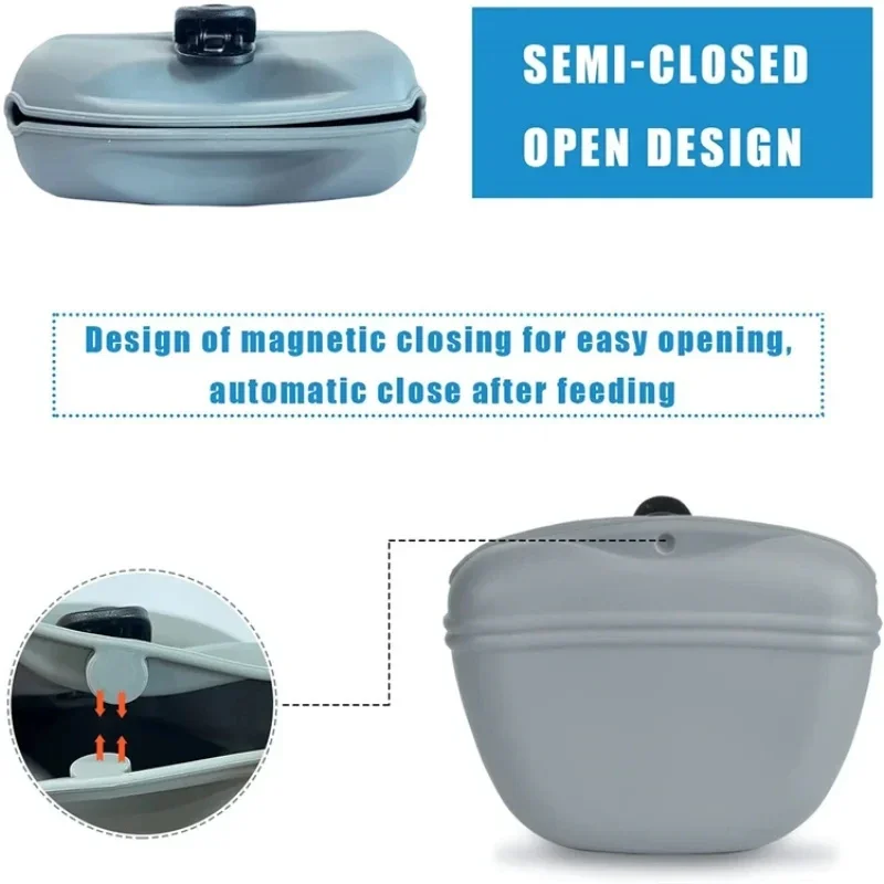 Manufacturer Silicone Pet Dog Training Waist Bag Portable Food Reward Storage Bag Puppy Snack Bag with Magnetic Clip Pet Outing