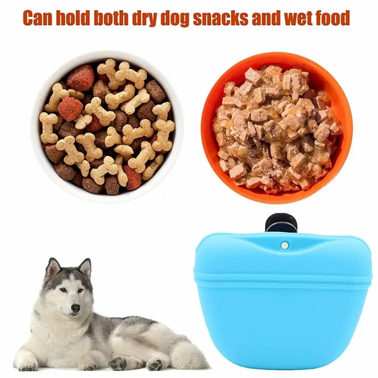 Manufacturer Silicone Pet Dog Training Waist Bag Portable Food Reward Storage Bag Puppy Snack Bag with Magnetic Clip Pet Outing