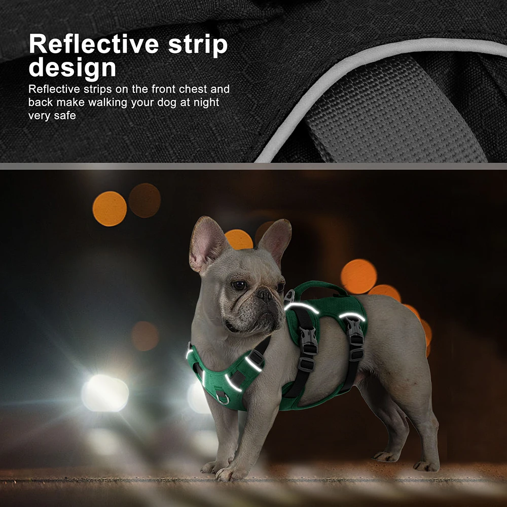 Escape Proof Nylon Dog Harness Reflective Dog Harnesses Durable Pet Vest With Handle Adjustable for Small Medium Large Dogs Pug