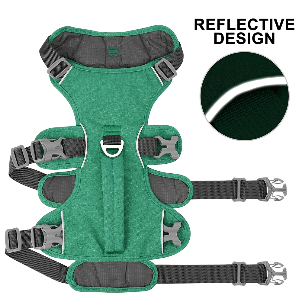 Escape Proof Nylon Dog Harness Reflective Dog Harnesses Durable Pet Vest With Handle Adjustable for Small Medium Large Dogs Pug