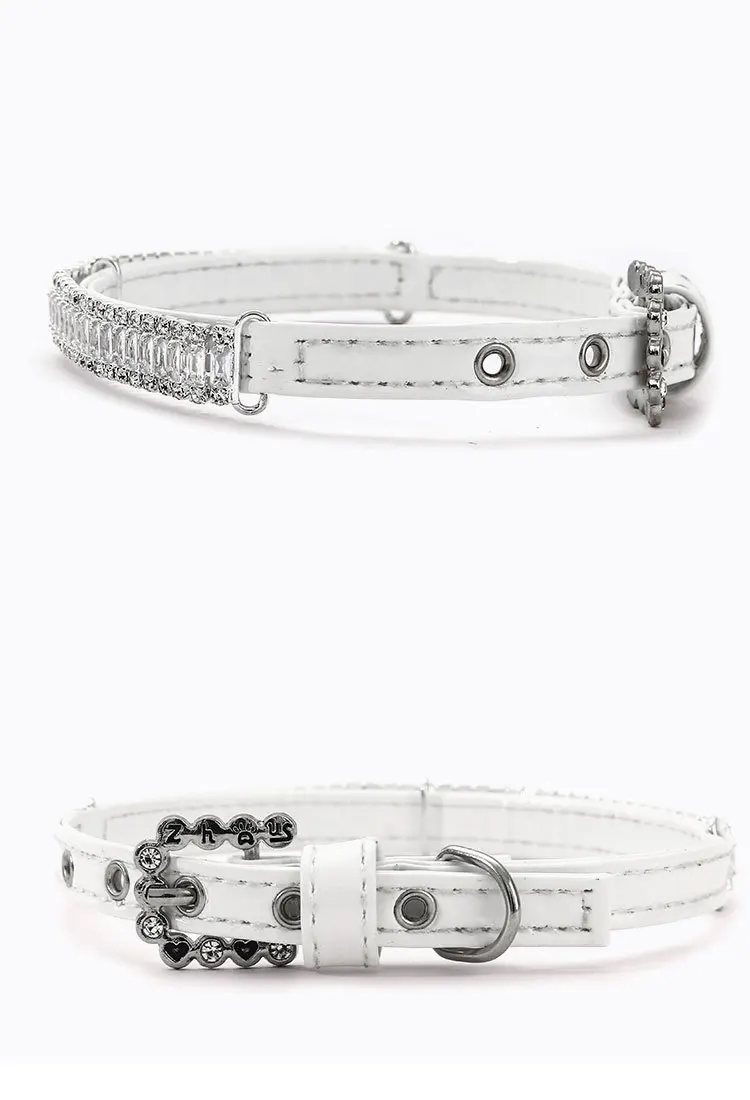Luxury Rhinestone Puppy Collar for Small Dogs Cat Necklace Bling Crystal Jewelry Pet Accessorie Princess Diamond Wedding Collar