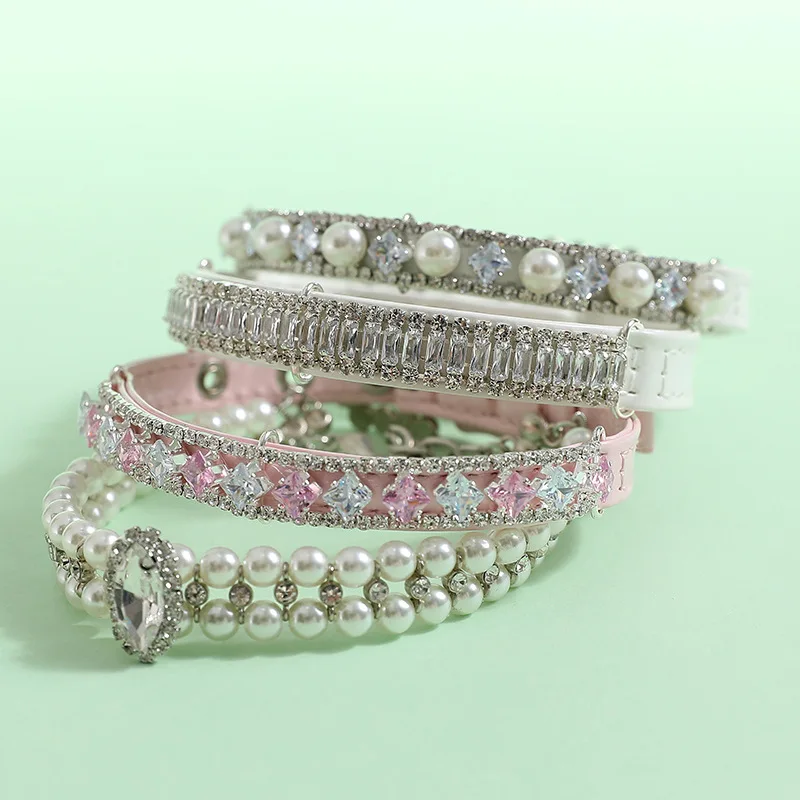 Luxury Rhinestone Puppy Collar for Small Dogs Cat Necklace Bling Crystal Jewelry Pet Accessorie Princess Diamond Wedding Collar