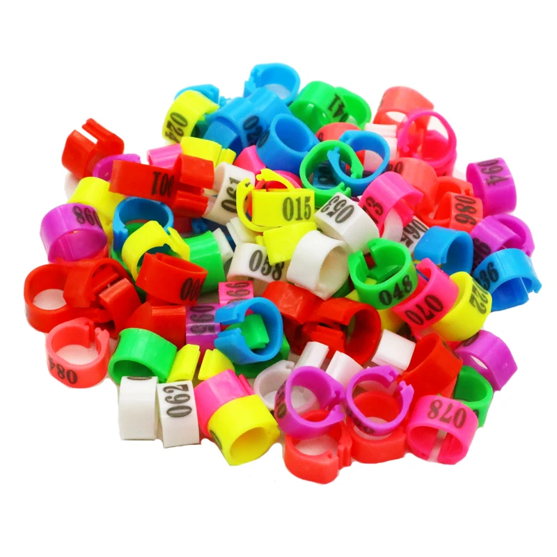 Pigeon Bird foot ring Colorful Identification Bird Ring Inner diameter 10mm NO.1-100 Digital mark ring Bird supplies 100 Pcs
