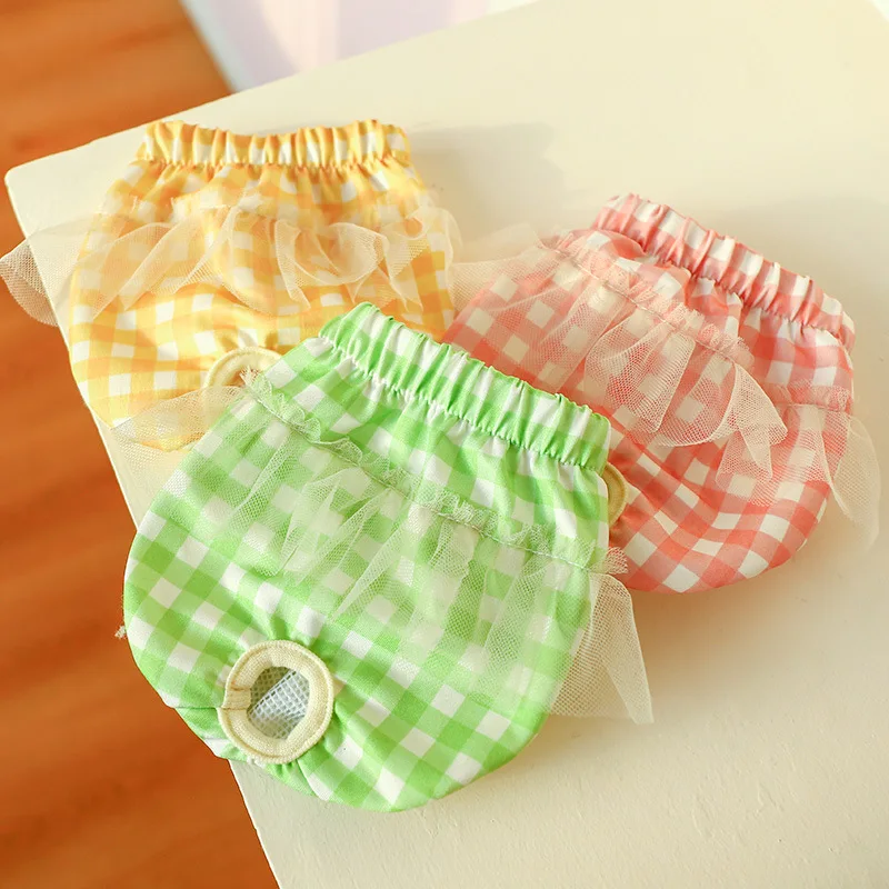 Pet Physiological Underwear Menstrual Pants Reusable Diapers for Dogs Cute Lace Floral Dog Heat Panties Female Chihuahua Shorts