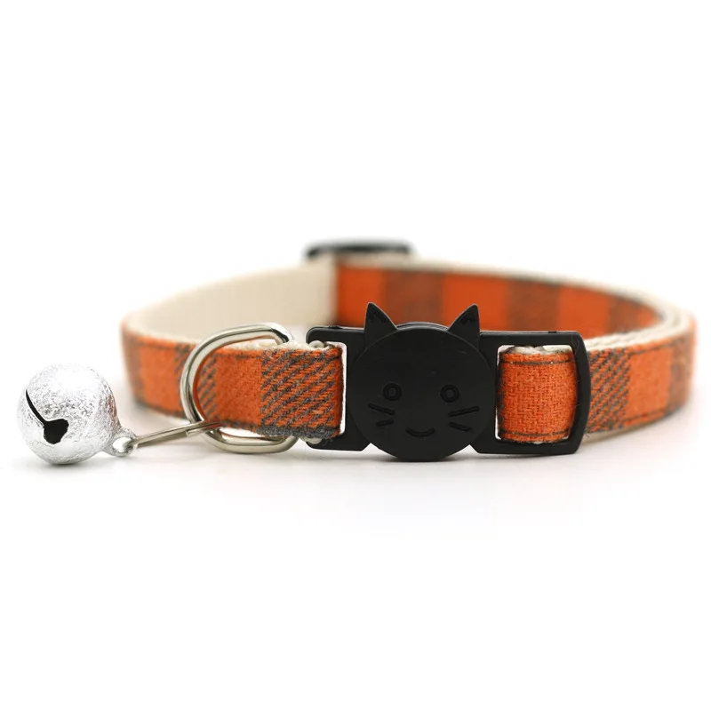 Cats Bells Collars Adjustable Nylon Buckles Fashion Reflective Pet Cat Collar  Head Pattern Supplies For Accessories