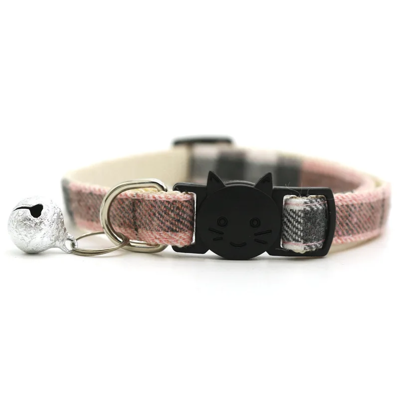 Cats Bells Collars Adjustable Nylon Buckles Fashion Reflective Pet Cat Collar  Head Pattern Supplies For Accessories