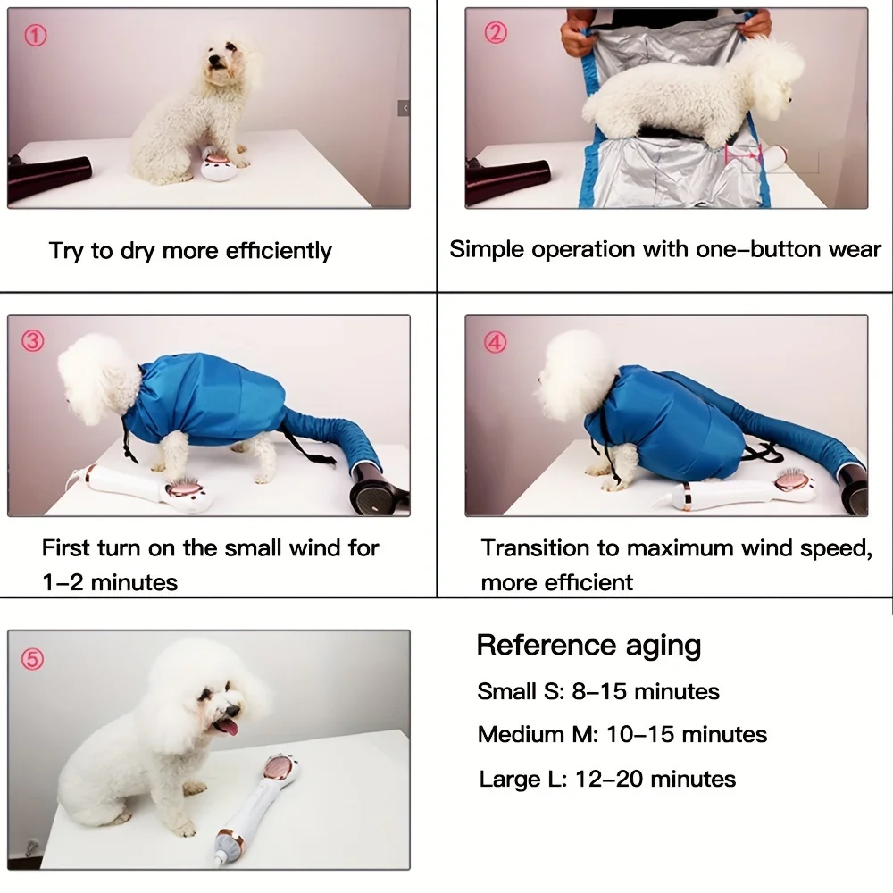 Portable Pet Drying Bag Folding Dog Hair Dryer Box Blow Bag Pet Grooming Dry Bag Dog Blowing Cat Bathing Pet Hair Drying Clothes