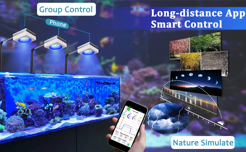 NEW PopBloom RL90 WiFi Led Aquarium Light Full Spectrum, Reef Light Aquarium Saltwater Coral Growing Marine Aquarium Tank Lamp