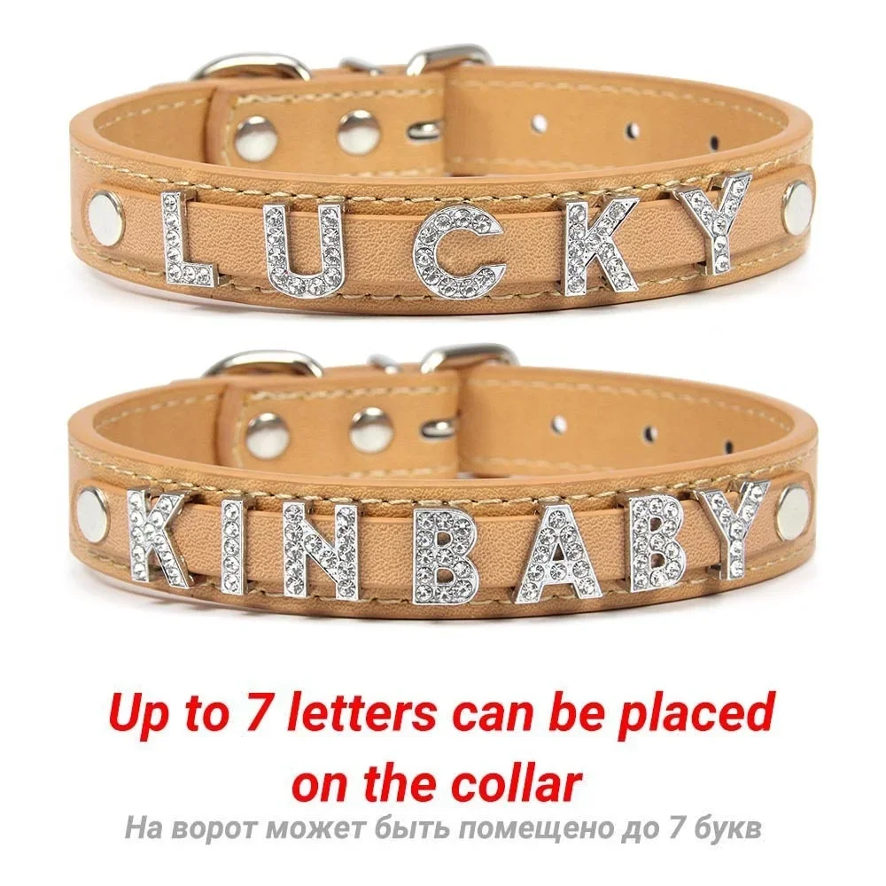 Bling Rhinestone Puppy Dog Collars Personalized Small Dogs Cat Chihuahua Collar Custom Necklace Free Name Charms Pet Accessories