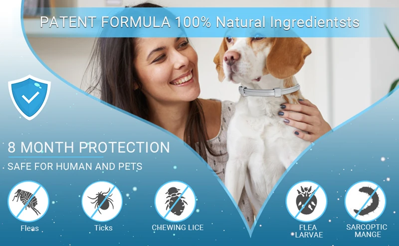 Dog Anti Flea And Tick Collars,Pet 8Month Protection Adjustable Collar For Large Dog Puppy Cat, Dogs Accessories