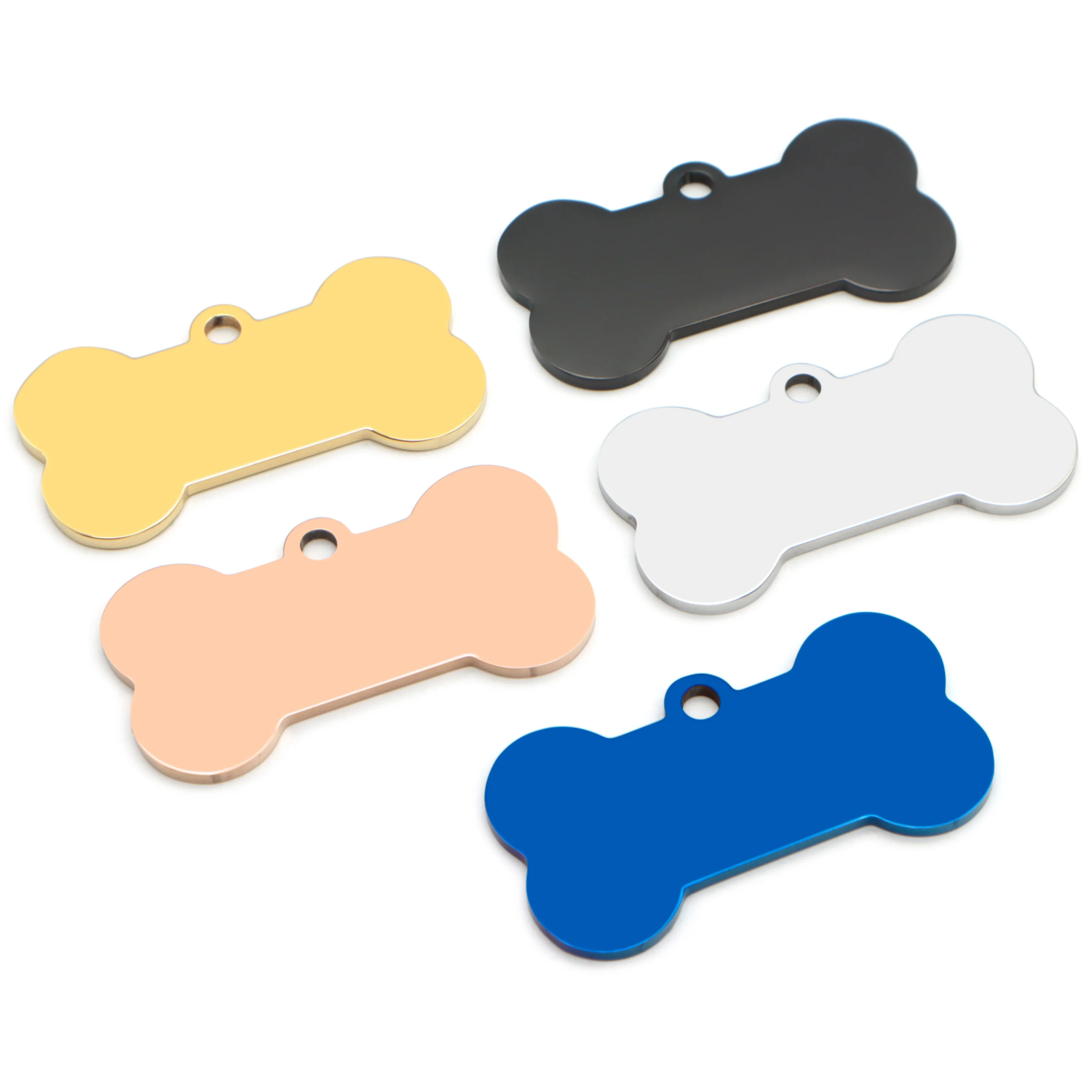 Stainless Steel 20Pcs Bone Dog ID Tag Keychain Engraved Pet ID Personalized Collar Tags Pendant Keyring Bone Pet Accessories