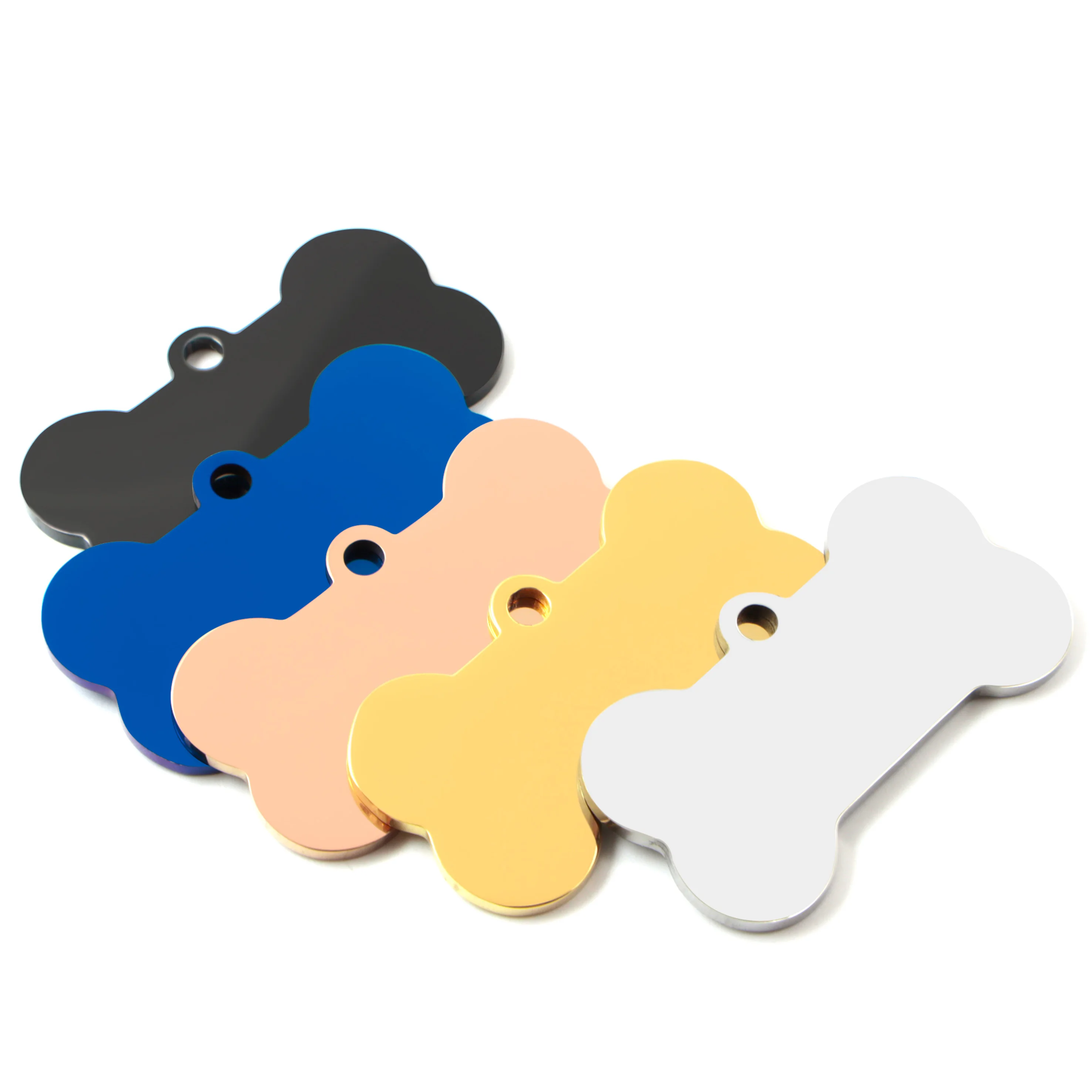 Stainless Steel 20Pcs Bone Dog ID Tag Keychain Engraved Pet ID Personalized Collar Tags Pendant Keyring Bone Pet Accessories
