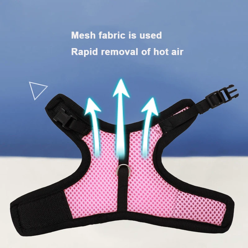 Mutil-Colors Breathable Stylish Vest Small Pet Carrier Bag Adjustable Soft Harness And Elastic Leash Set For Rabbits