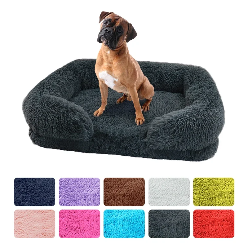 Dog Bed Dog Plush Pet Bed Winter Thickened Pad Dog Sleeping Bed Sofa Removable Pad Dog Small Large Dog Square Kennel