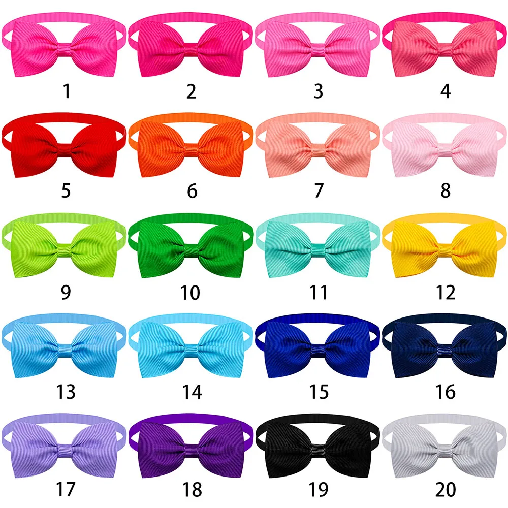 10/20PCS Dog Acccessories Adjustable Bowtie For Small Dog Cat Solid Color Polka Dot Style Bow Tie Necklace Pet Grooming Supplies