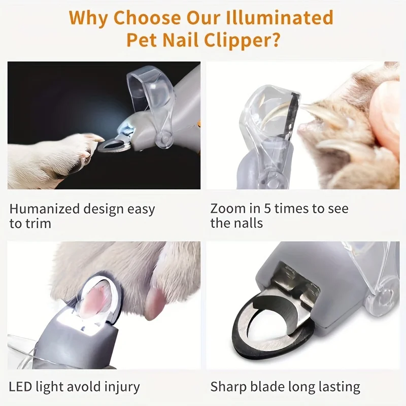 1pc LED Pet Nail Clipper For Easy And Safe Dog And Cat Paw Grooming, Nail Clippers with Lights, Cats, Dogs, Paws, Nail Clippers