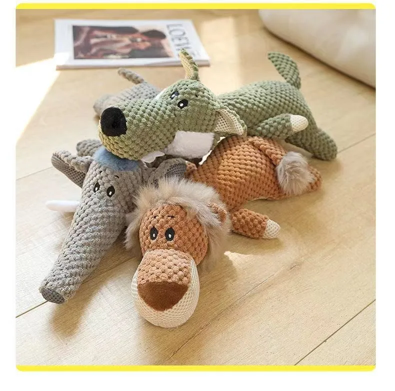 New Pet Dog Toy Plush Bite Resistant Soundy Animal Small Dog Toy Teeth Grinding Cleansing Decompression Interesting Pet Supplies