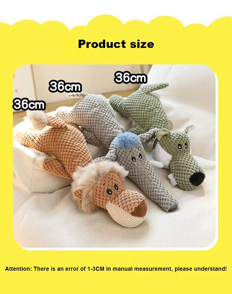 New Pet Dog Toy Plush Bite Resistant Soundy Animal Small Dog Toy Teeth Grinding Cleansing Decompression Interesting Pet Supplies