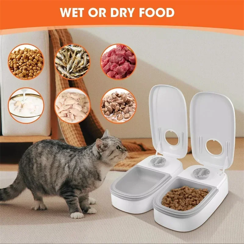 Dog Feeder Cat Automatic Feeding Water Bowl White Pet Food Storage Dispenser Container Pets Puppy Kitten Accessories
