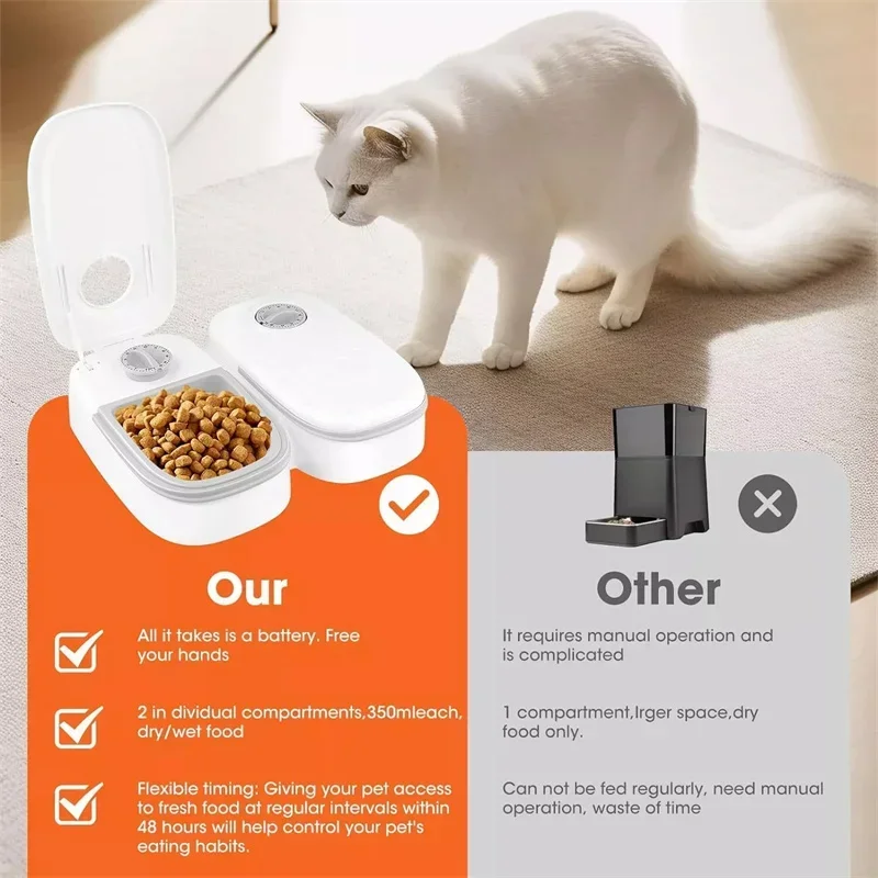 Dog Feeder Cat Automatic Feeding Water Bowl White Pet Food Storage Dispenser Container Pets Puppy Kitten Accessories
