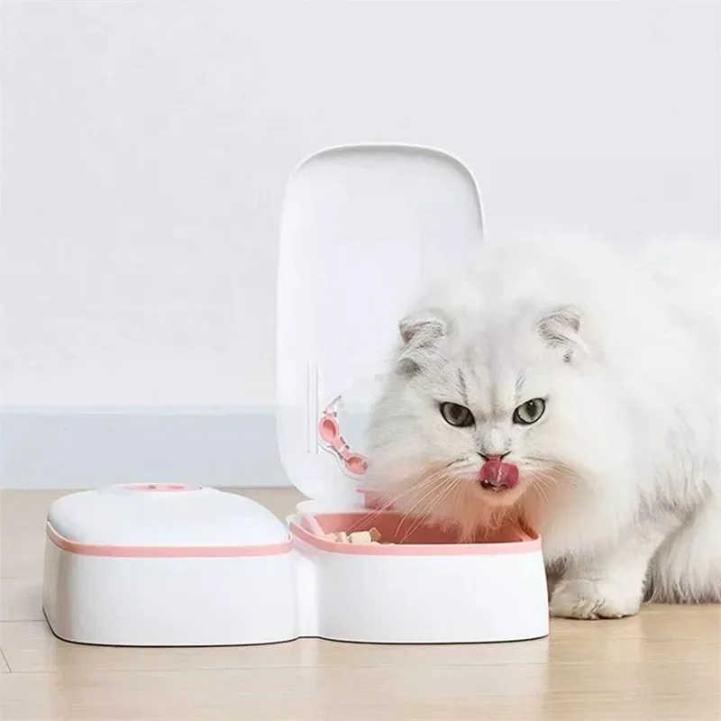 Dog Feeder Cat Automatic Feeding Water Bowl White Pet Food Storage Dispenser Container Pets Puppy Kitten Accessories
