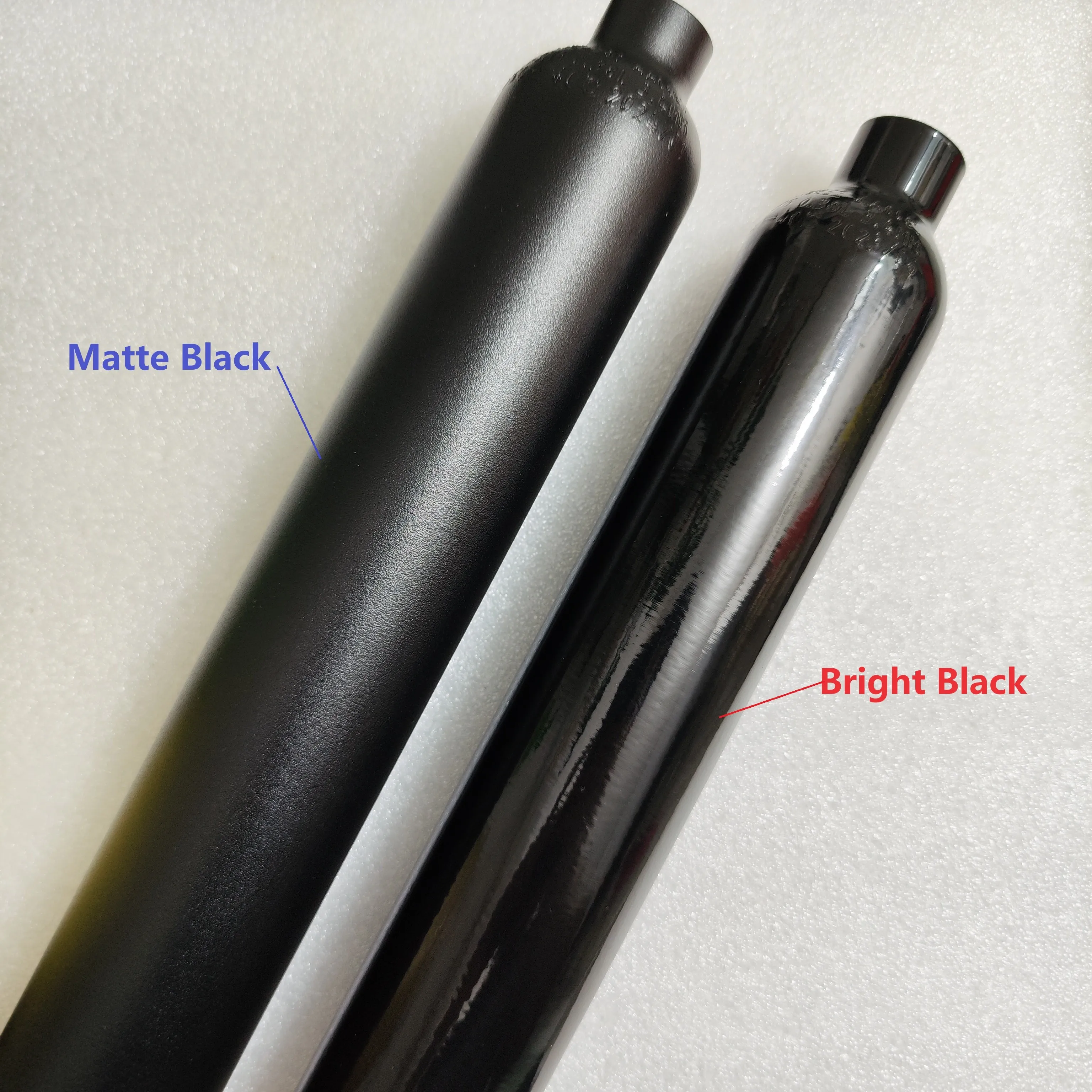 0.38L Matte Black Flat Aluminum Bottle 50mm OD 5/8"-18 UNF Inlet Thread Tank Bottle 20Mpa 4500psi Tank For Cylinder Diving